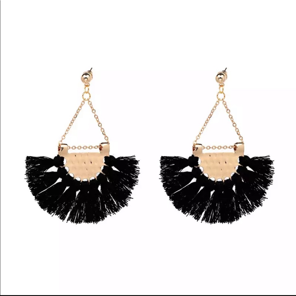 • Audrey • Fringe Statement Earrings - Picture 3 of 4